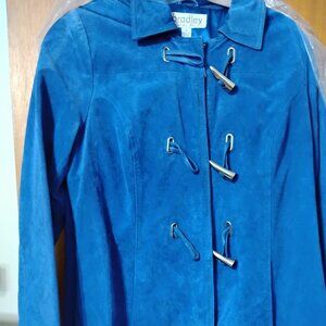 Bradley Bayou Suede Hooded Coat BLUE size small.   Like new.